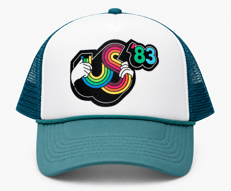 Teal brim and teal mesh US 83 hat