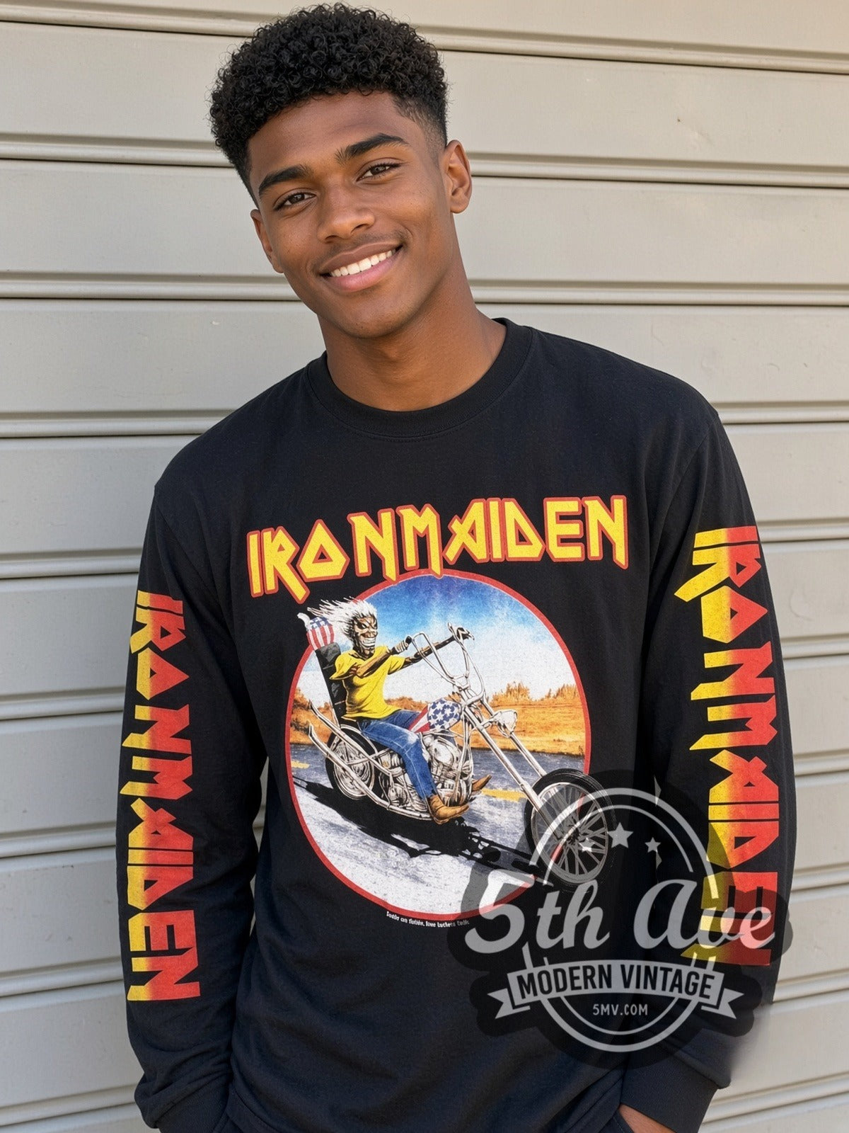 Iron Maiden – Eddie Motorcycle – Vintage Band Long Sleeve T-Shirt