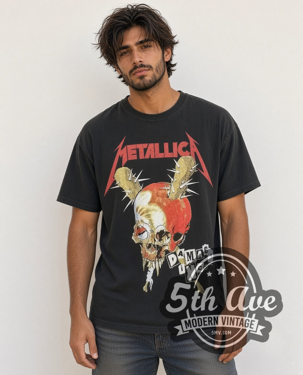 Metallica – Damage Inc. Red Crown Pushead Skull – Vintage Band T-Shirt