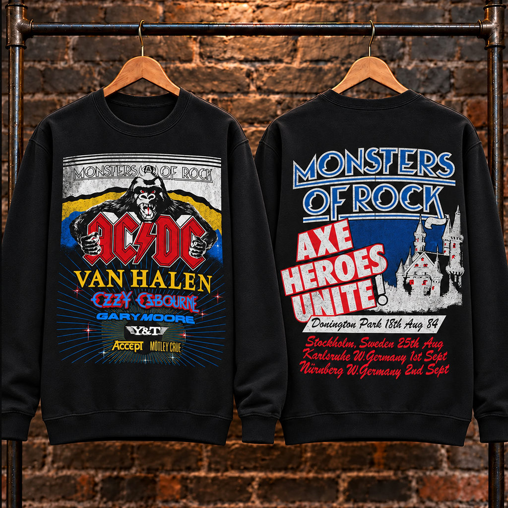 🔥 HOT PICK 🎸 Vintage Monsters of Rock Sweatshirt ⚡ Rare Retro Rock Vibes