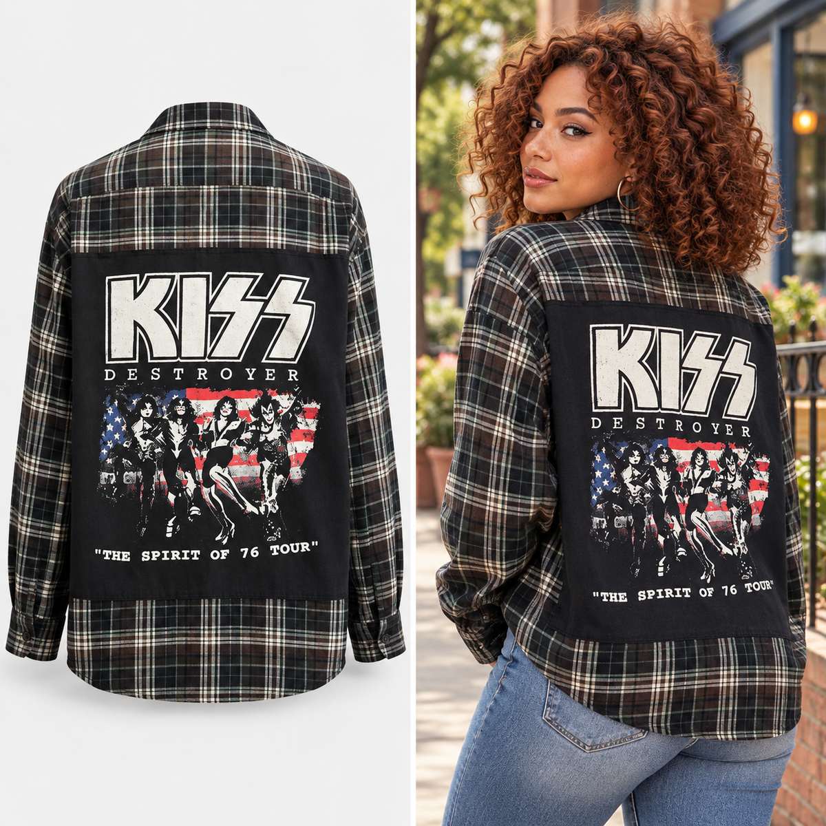 Kiss Band Upcycled Flannel shirt