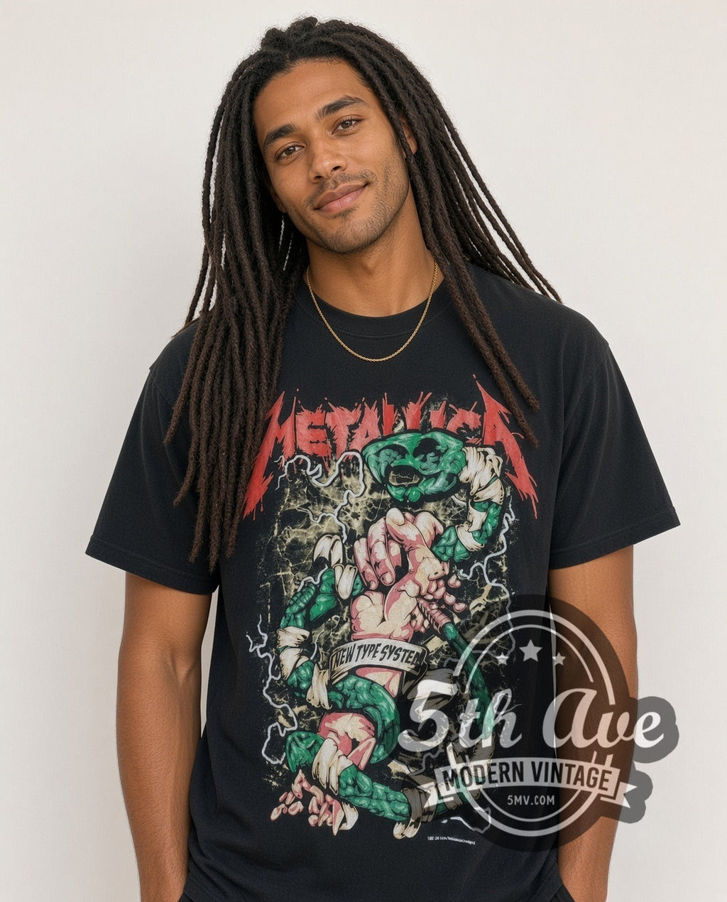 Metallica – New Type System Fist Green Snake – Vintage Band T-Shirt