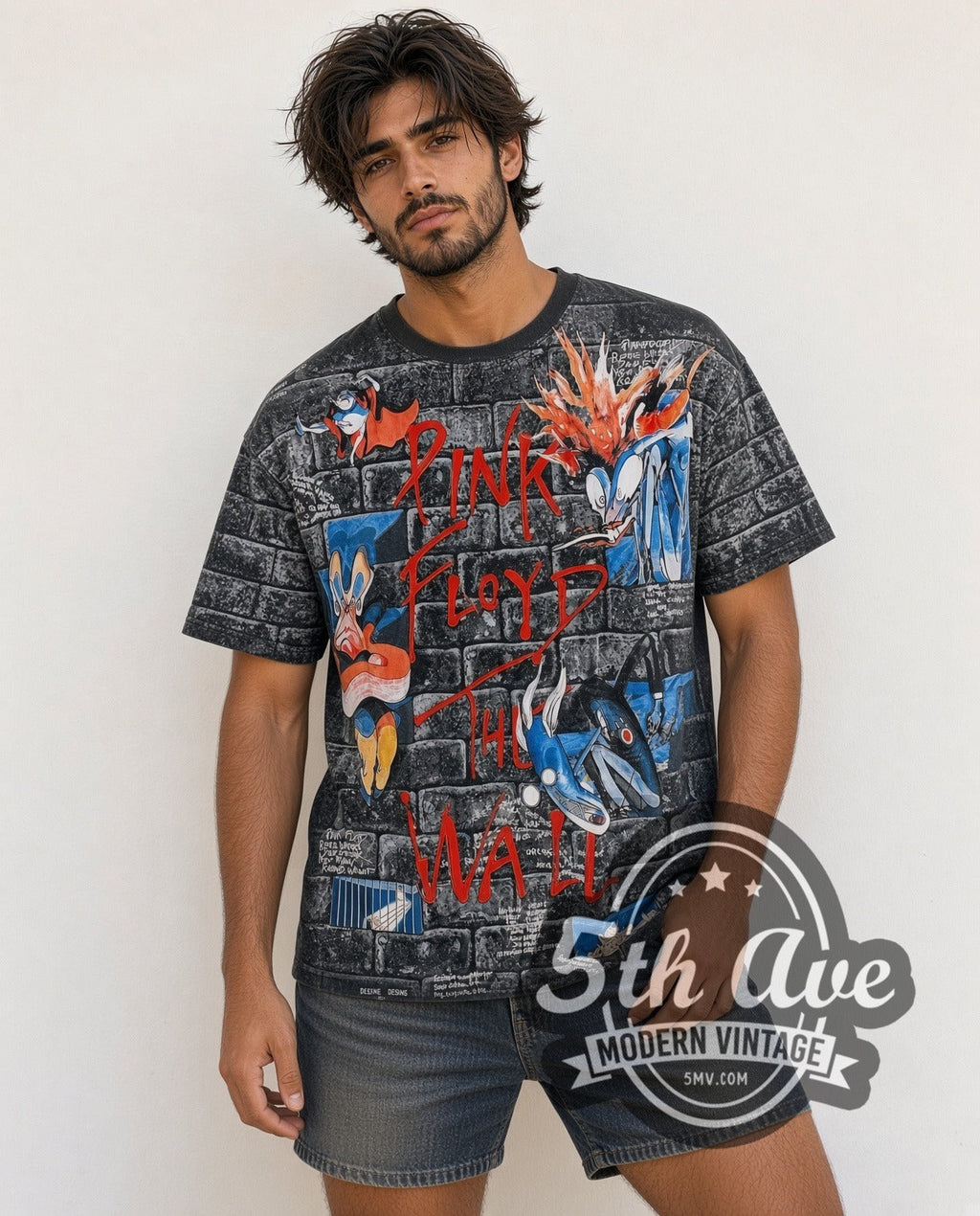 Pink Floyd – The Wall Brick Characters All Over Print – Vintage Band T-Shirt