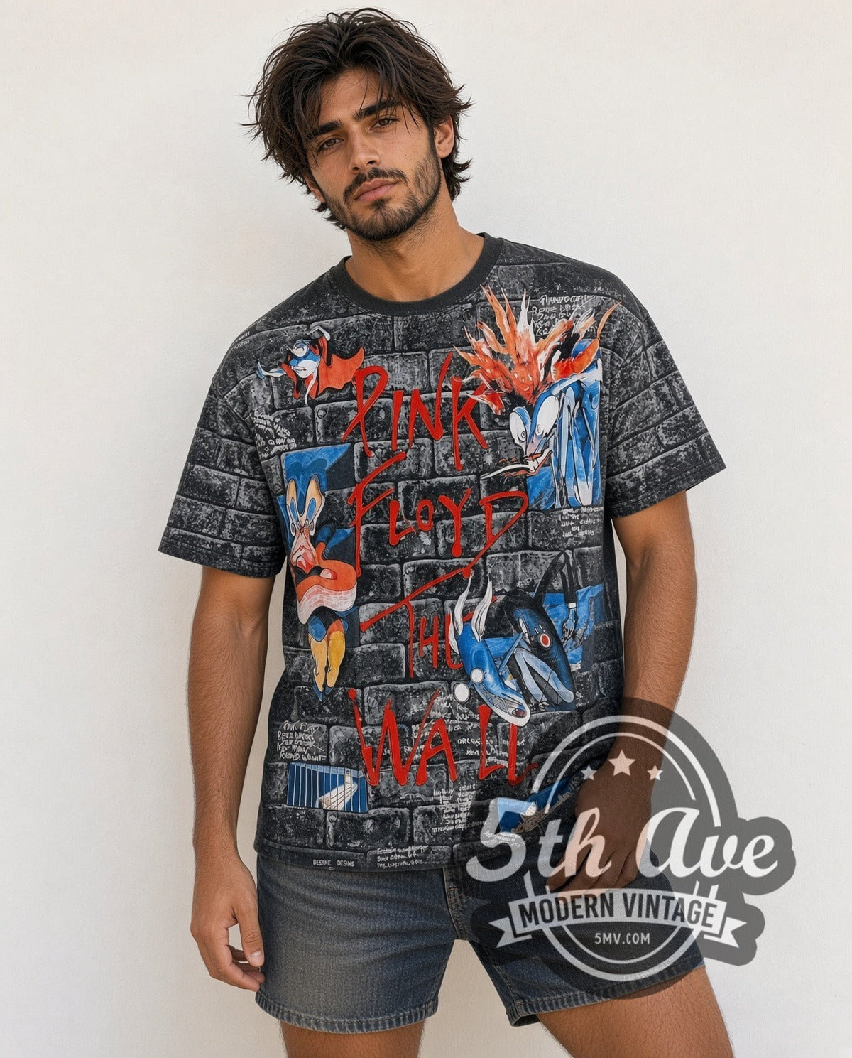 Pink Floyd – The Wall Brick Characters All Over Print – Vintage Band T-Shirt