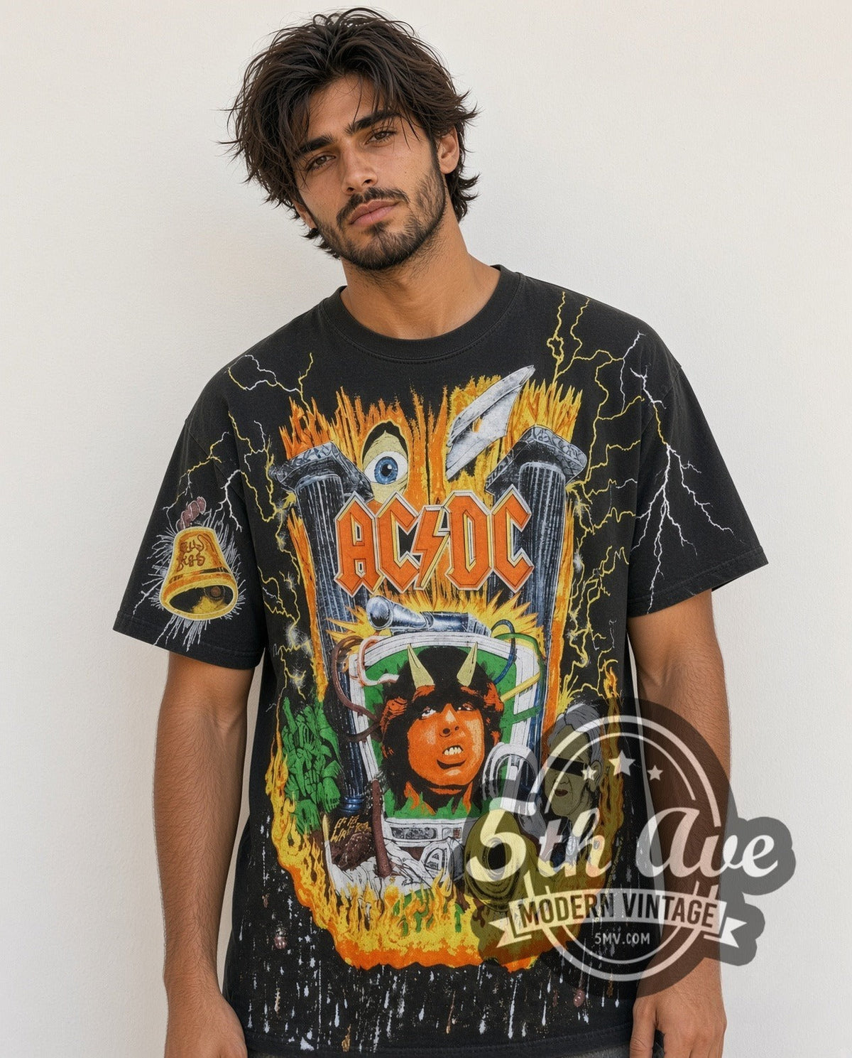 AC/DC – Angus Young Hell Bells – All Over Print – Vintage Band T-Shirt