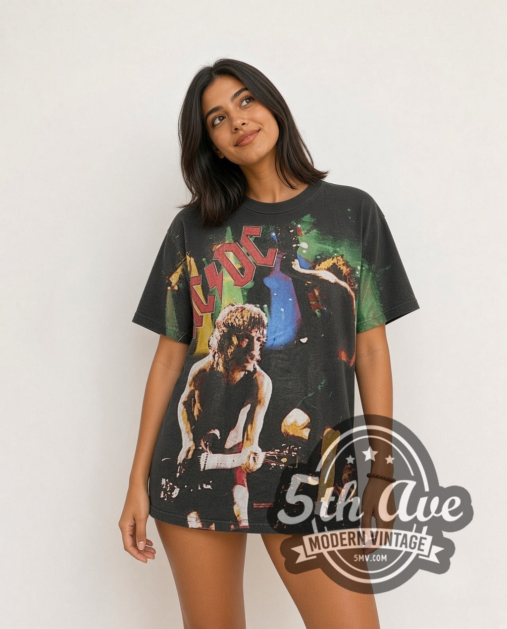 AC/DC – Angus Young Shreds – All Over Print – Vintage Band T-Shirt