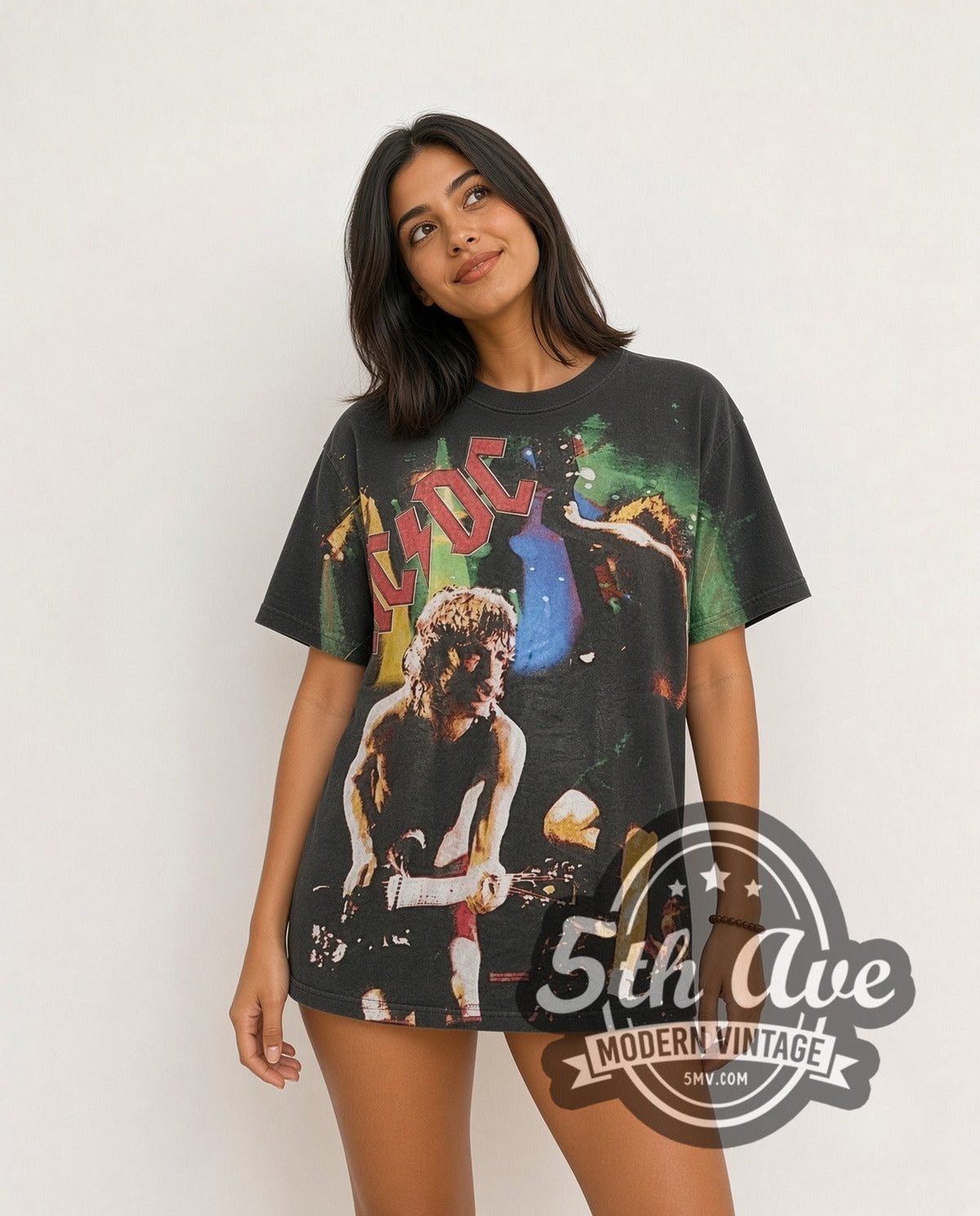 AC/DC – Angus Young Shreds – All Over Print – Vintage Band T-Shirt