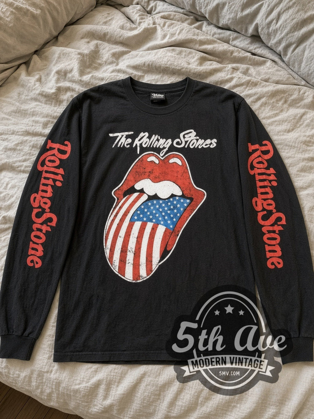 The Rolling Stones – US Flag Tongue – Vintage Band Long Sleeve T-Shirt
