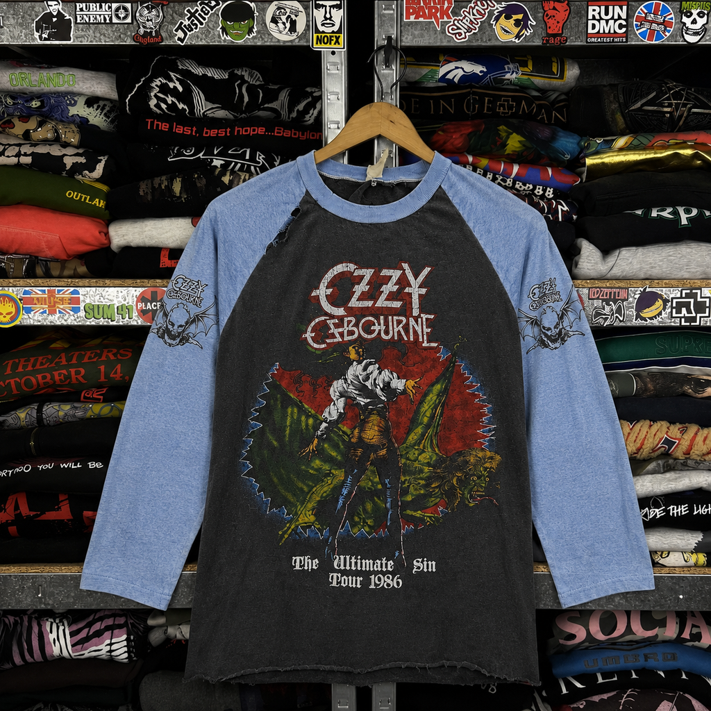 Rare Hard To Find Vintage Ozzy Osbourne Raglan Shirt, Nearly Sold Out Collectors Piece