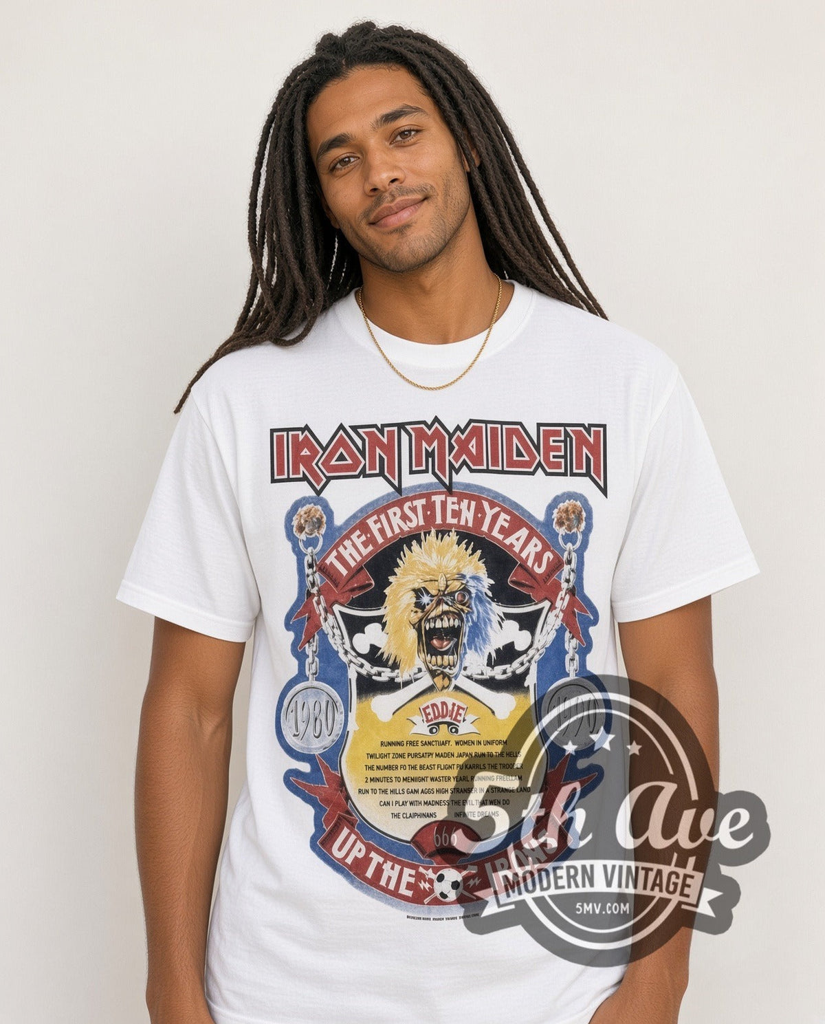 Iron Maiden – First Ten Years (White) – Vintage Band T-Shirt