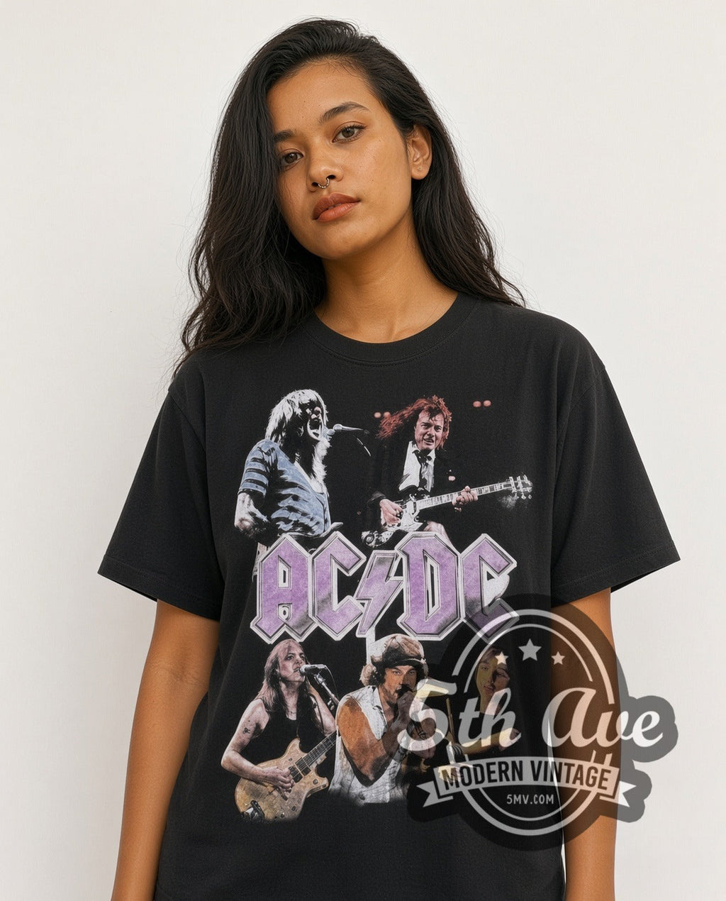 AC/DC – Purple Logo Band (Black) – Vintage Band T-Shirt