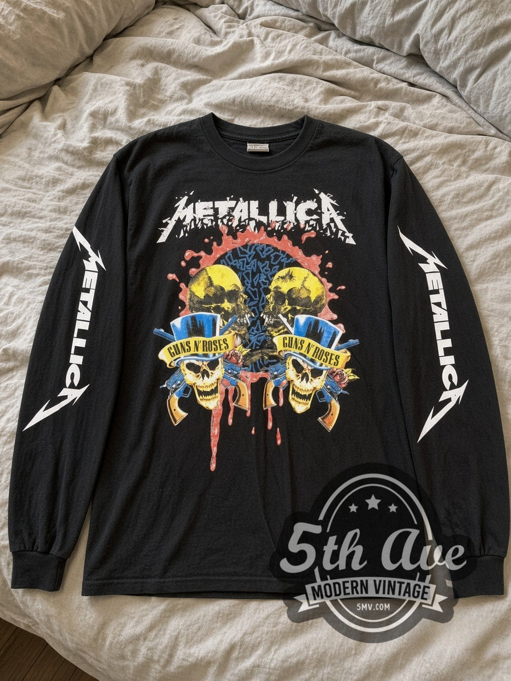 Metallica – Guns N' Roses Skulls – Vintage Band Long Sleeve T-Shirt