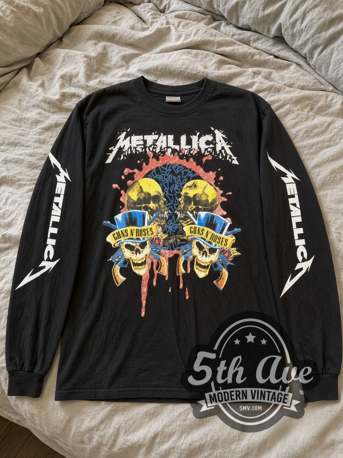 Metallica – Guns N' Roses Skulls – Vintage Band Long Sleeve T-Shirt