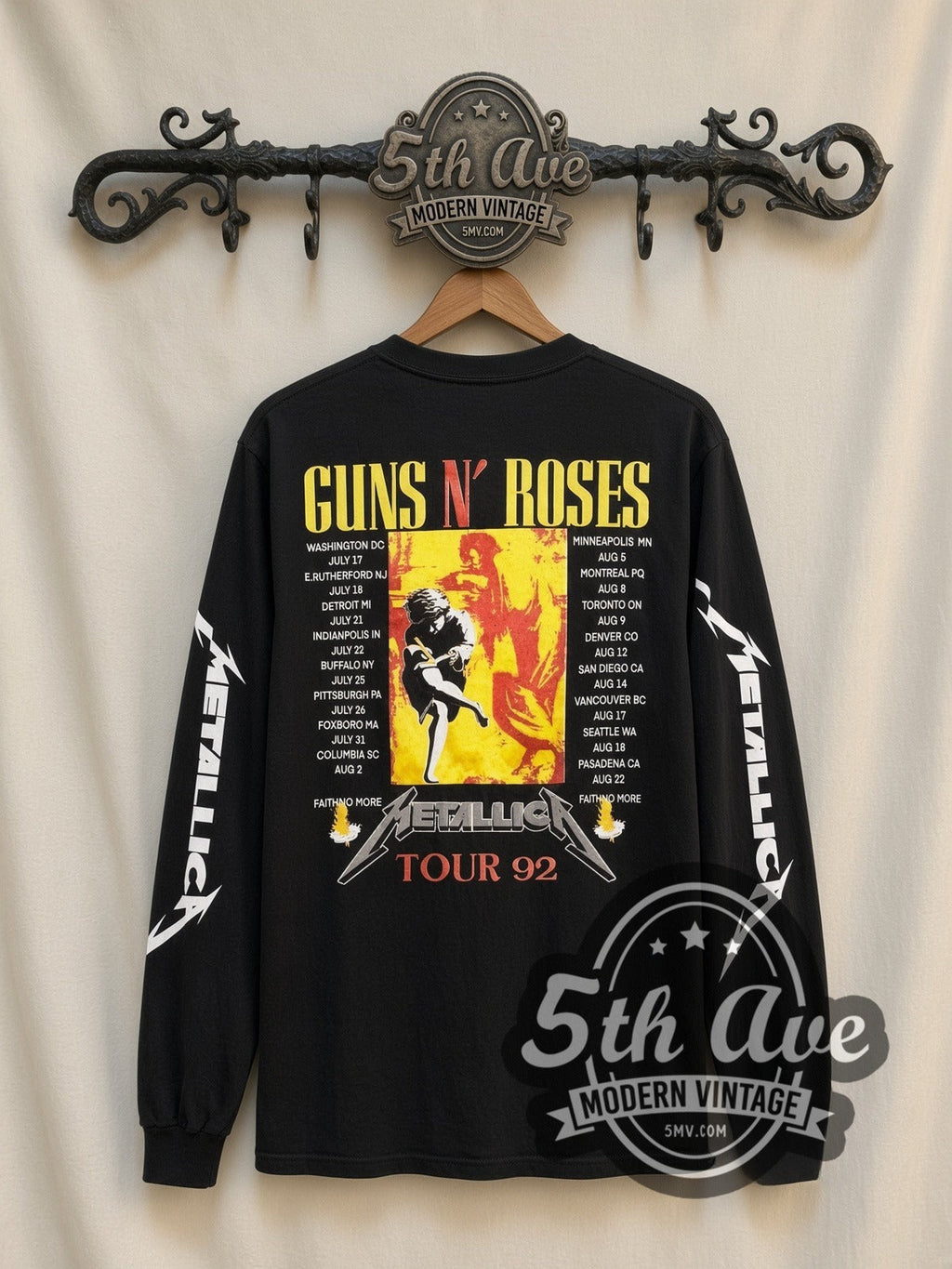 Metallica – Guns N' Roses Skulls – Vintage Band Long Sleeve T-Shirt