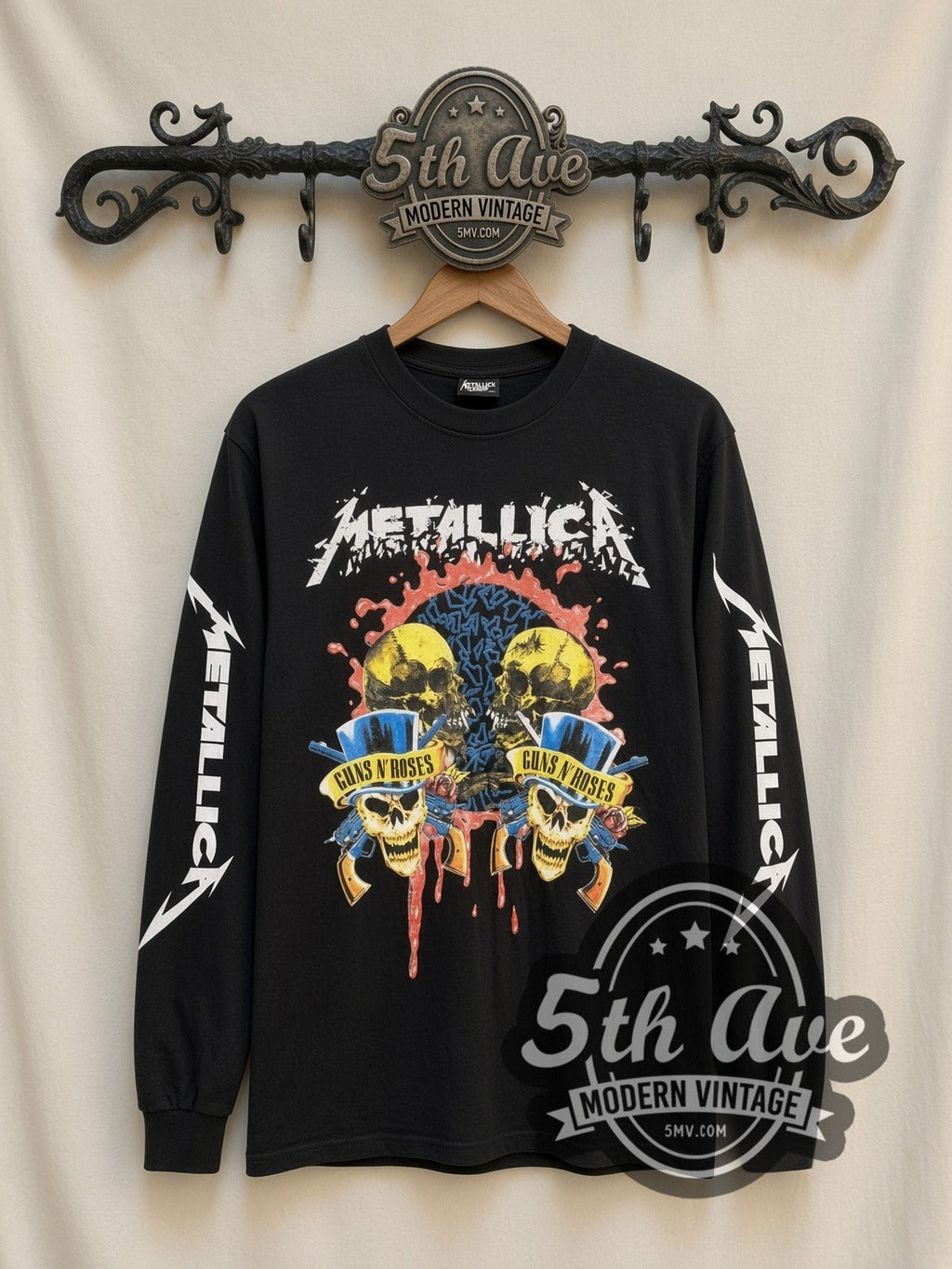 Metallica – Guns N' Roses Skulls – Vintage Band Long Sleeve T-Shirt