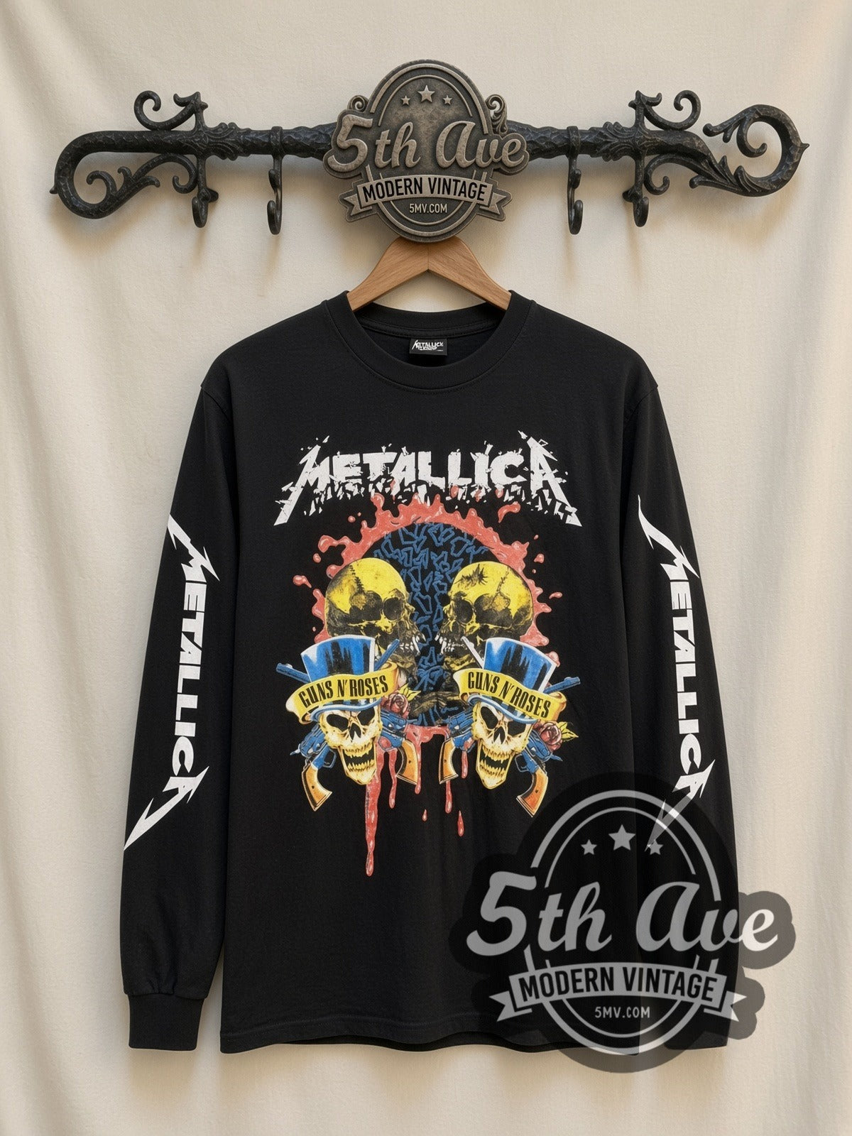 Metallica – Guns N' Roses Skulls – Vintage Band Long Sleeve T-Shirt