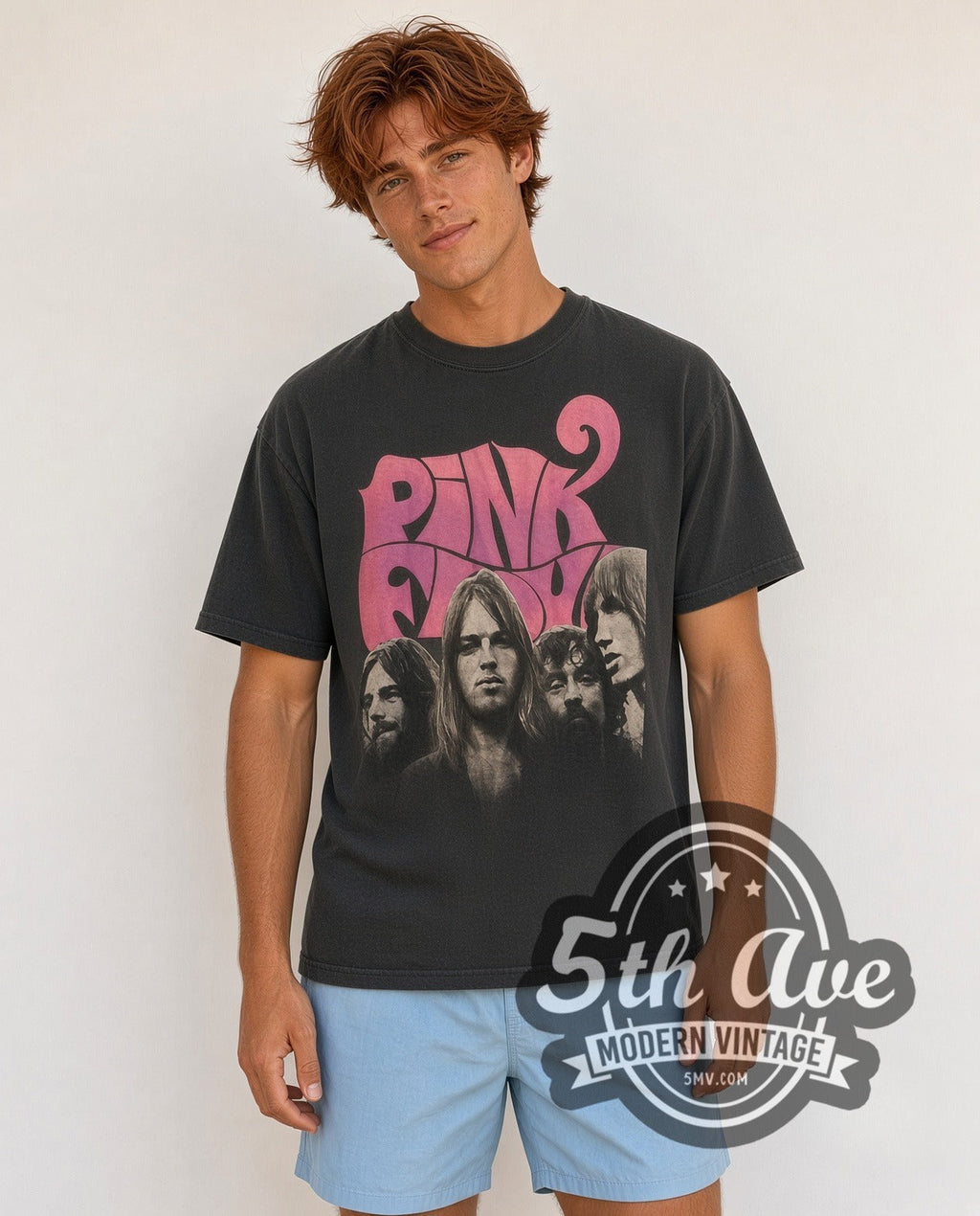 Pink Floyd – Psychedelic Logo Band Photo – Vintage Band T-Shirt