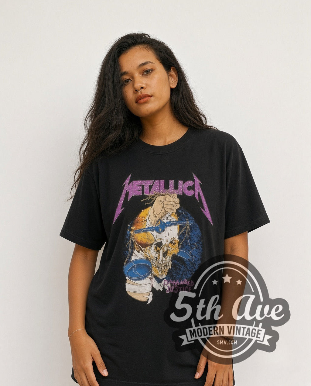 Metallica – Skull Front Band Photo Back – Vintage Band T-Shirt