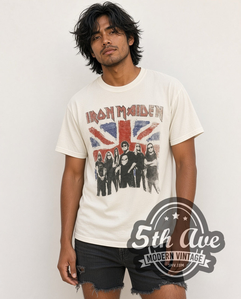 Iron Maiden – Union Jack Band Photo – Vintage Band T-Shirt
