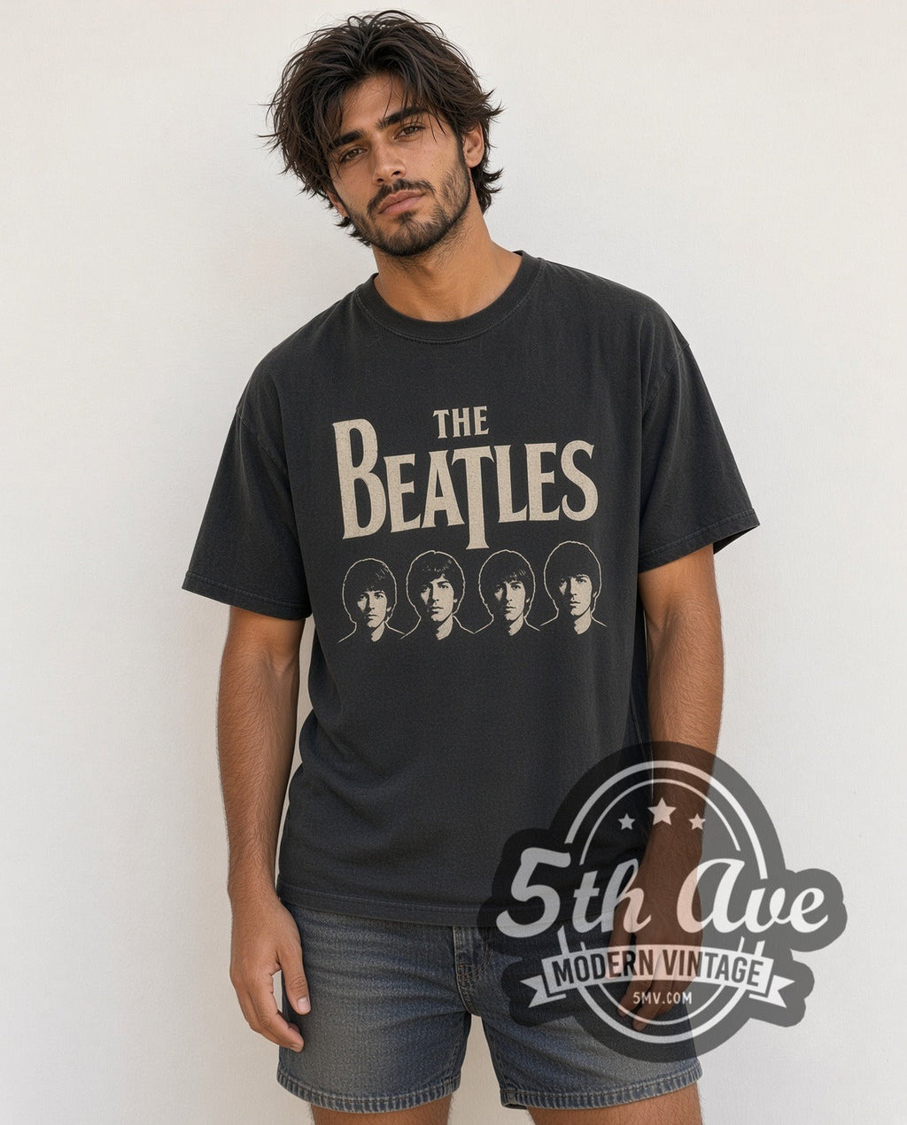 The Beatles – Four Faces Classic Logo – Vintage Band T-Shirt