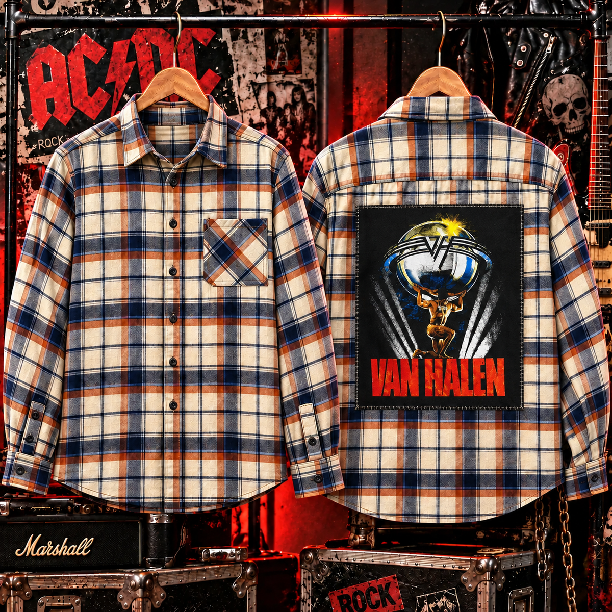 Van Halen Band Upcycled Flannel shirt