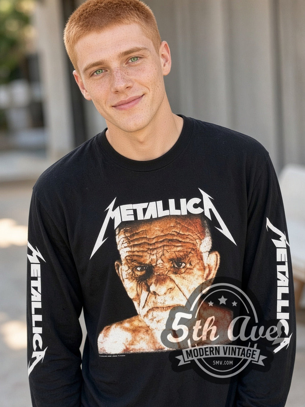 Metallica – Old Man Face – Vintage Band Long Sleeve T-Shirt