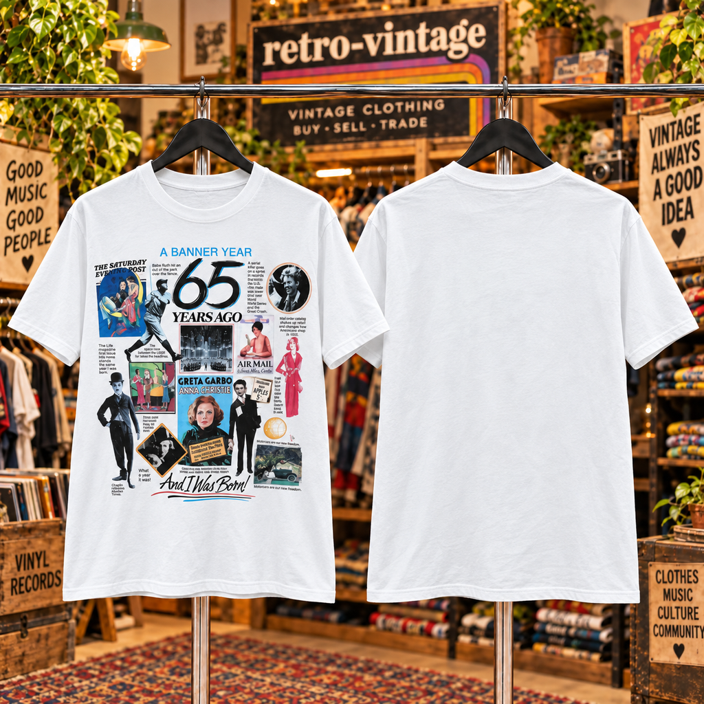 Vintage Peacock Papers A Banner Year Vintage Birthday Tees | 40–65 Years Ago