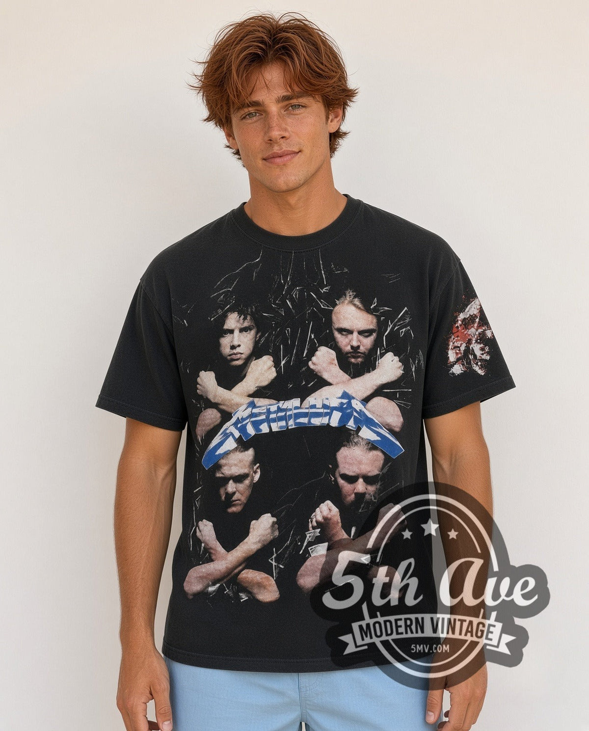 Metallica – Band Portraits Skulls All Over Print – Vintage Band T-Shirt