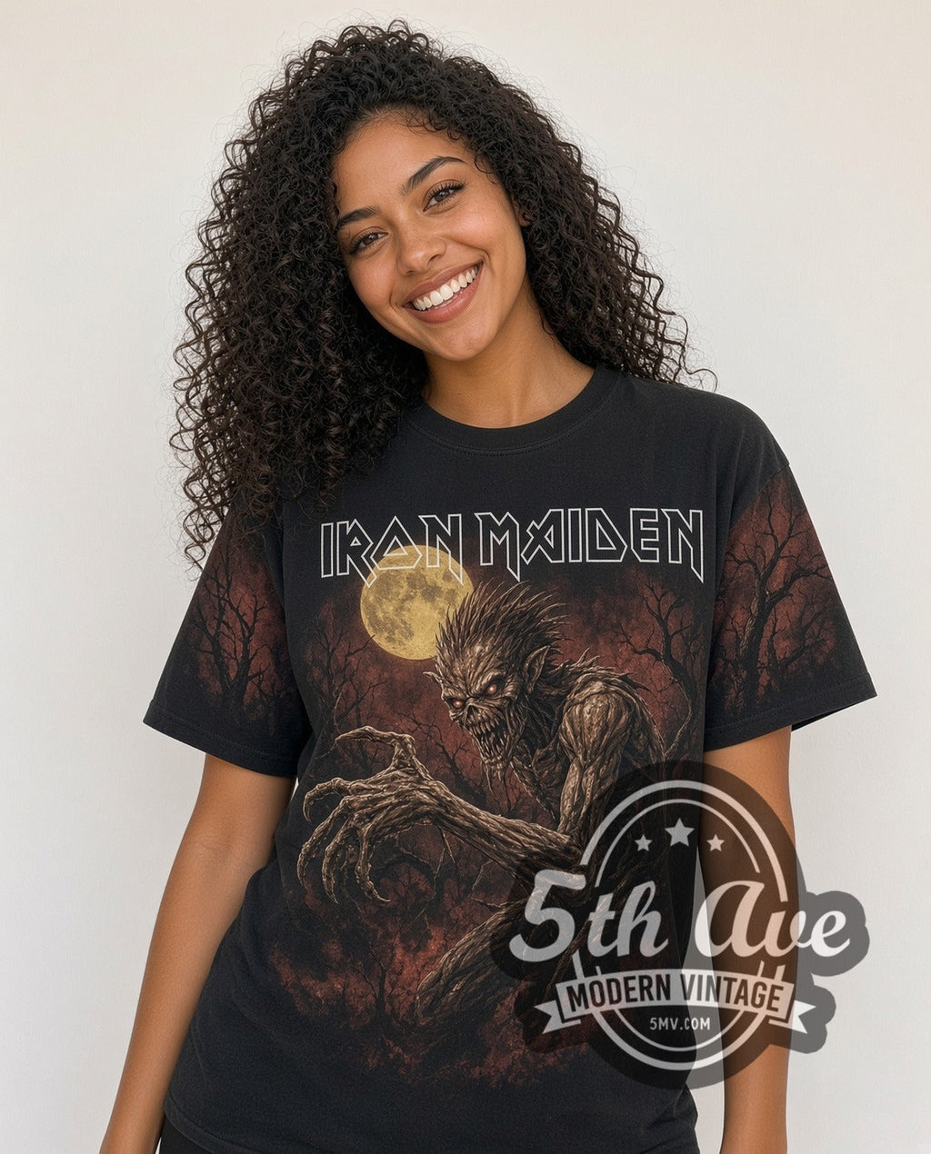 Iron Maiden – Fear of the Dark Tree Eddie Black All Over Print – Vintage Band T-Shirt