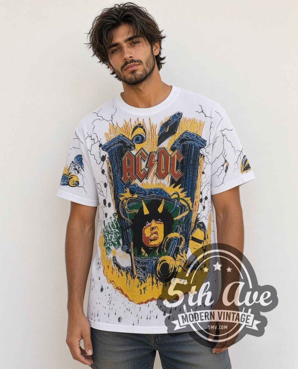 AC/DC – Angus V Graphic All Over Print – Vintage Band T-Shirt