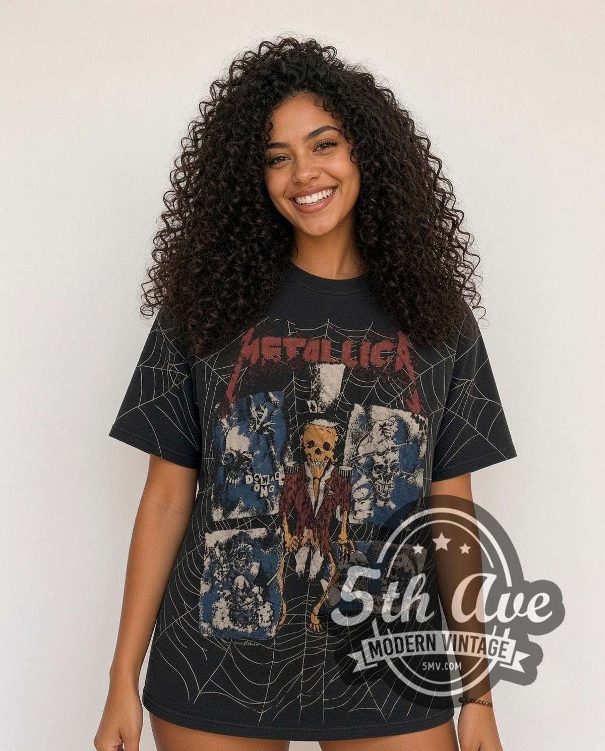 Metallica – Skeleton Spiderweb All Over Print – Vintage Band T-Shirt