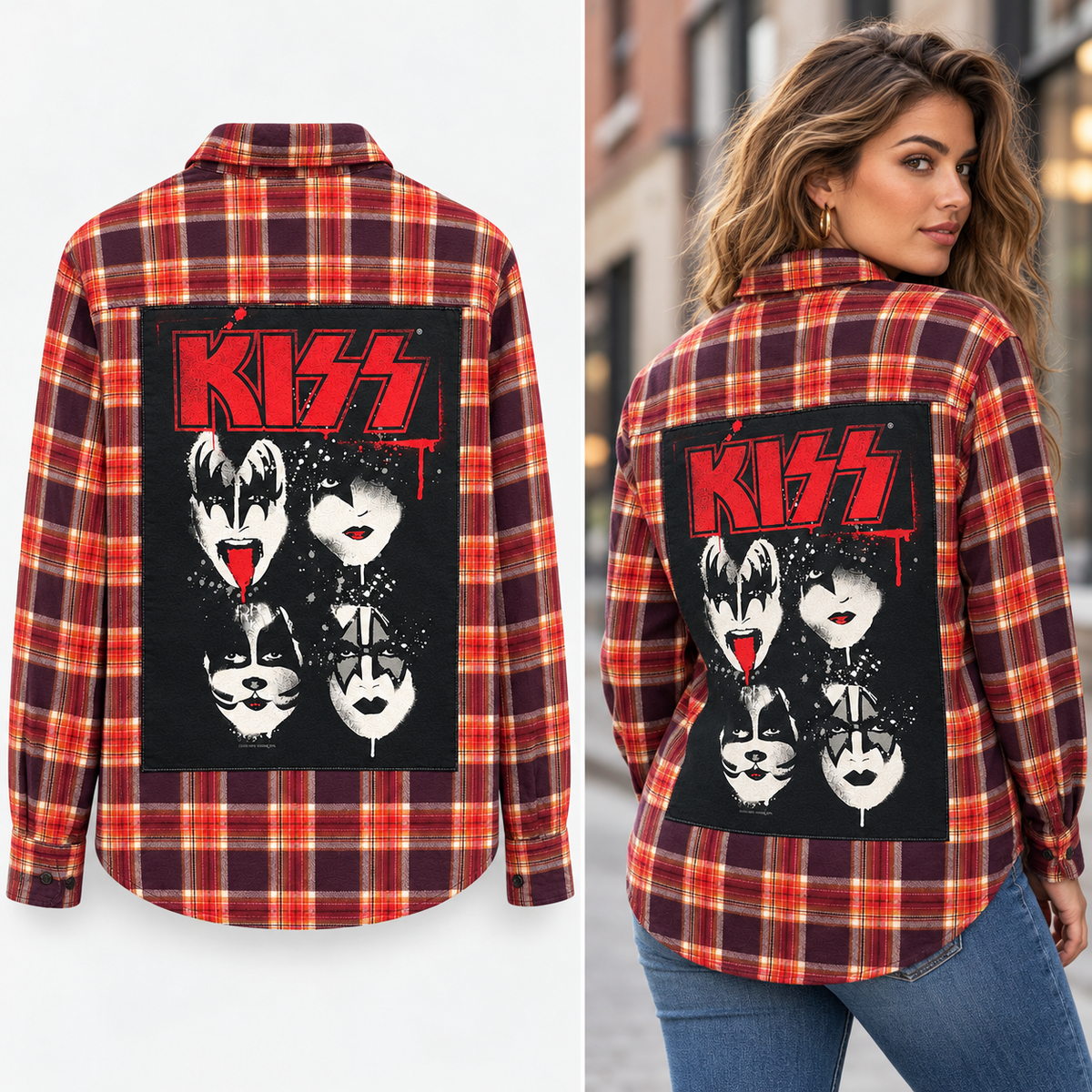 Kiss Band Upcycled Flannel shirt