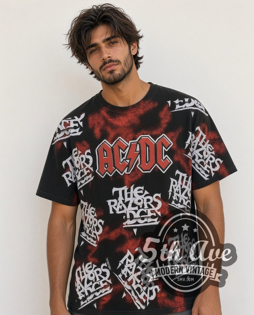 AC/DC – Razors Edge Logo Collage All Over Print – Vintage Band T-Shirt