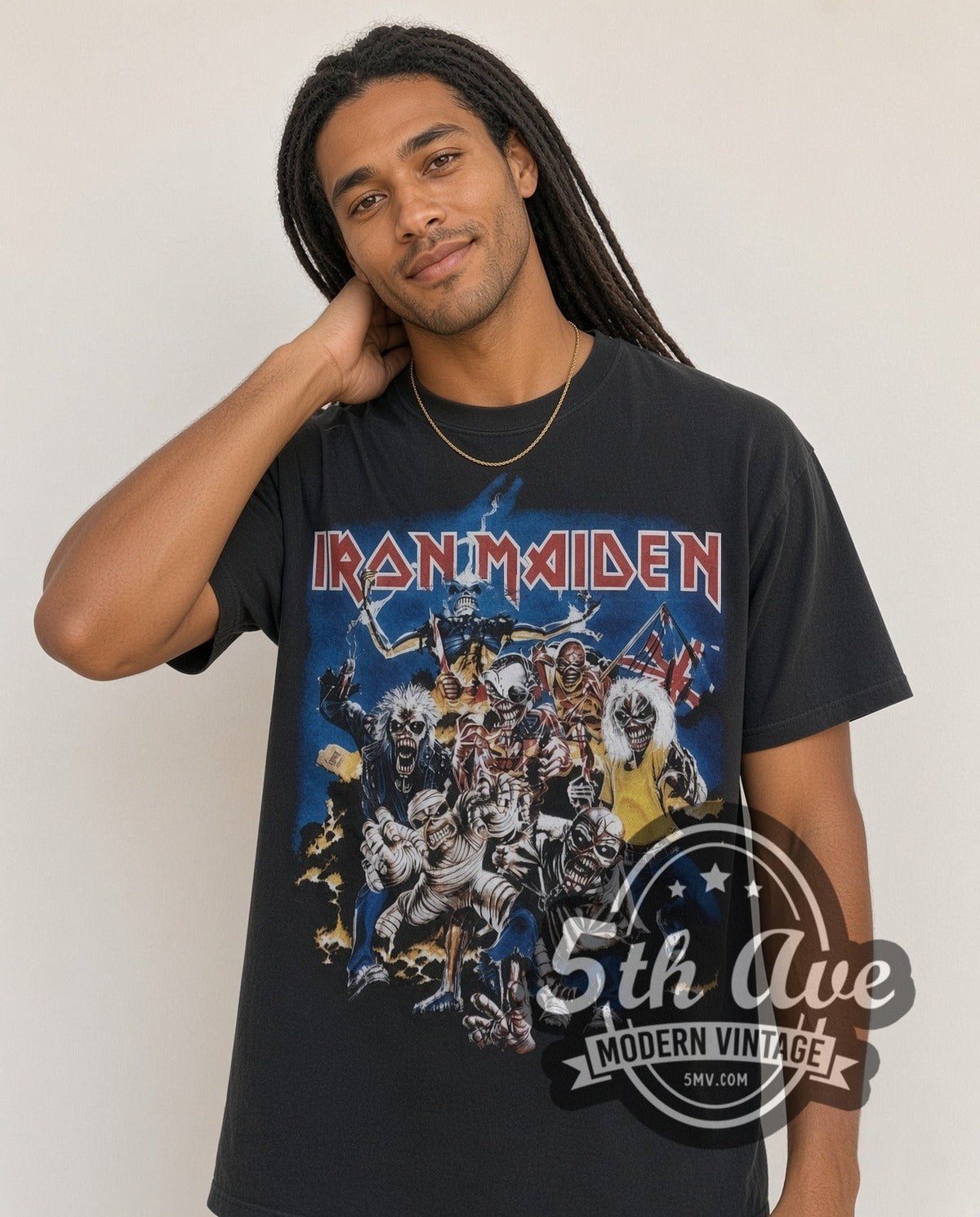 Iron Maiden – Character Collage (Black) – Vintage Band T-Shirt