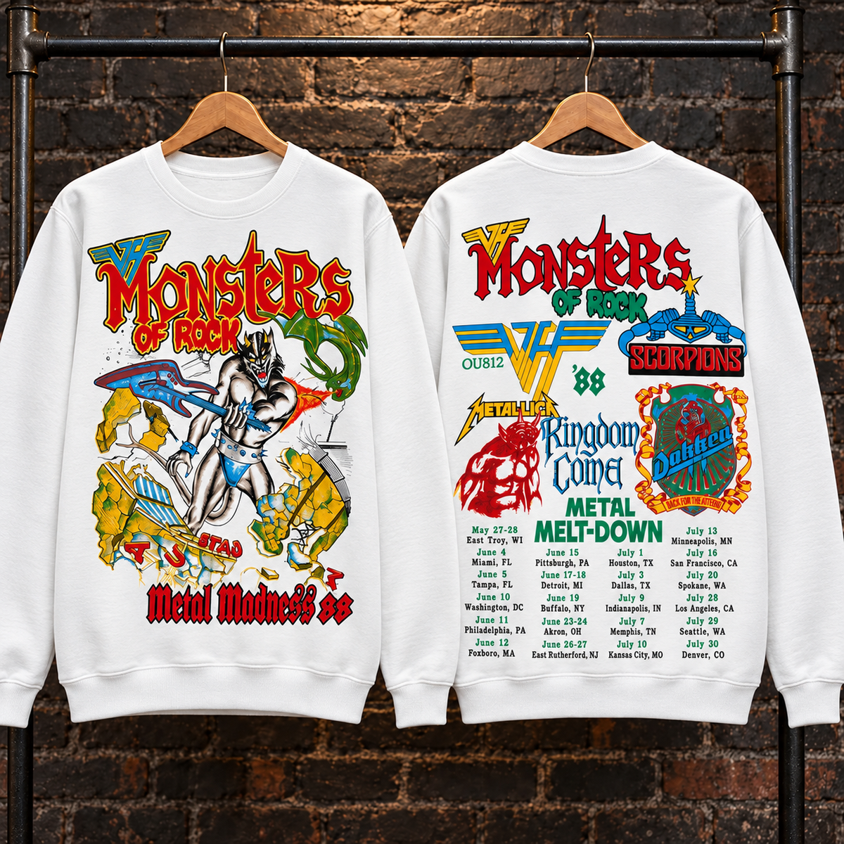 🔥 HOT PICK 🎸 Vintage Monsters of Rock Sweatshirt ⚡ Rare Retro Rock Vibes