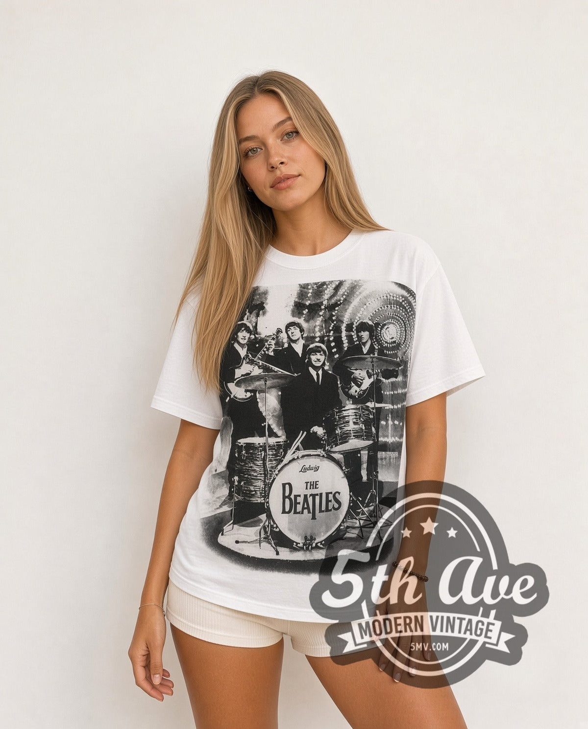 The Beatles – Montage Drums All Over Print – Vintage Band T-Shirt