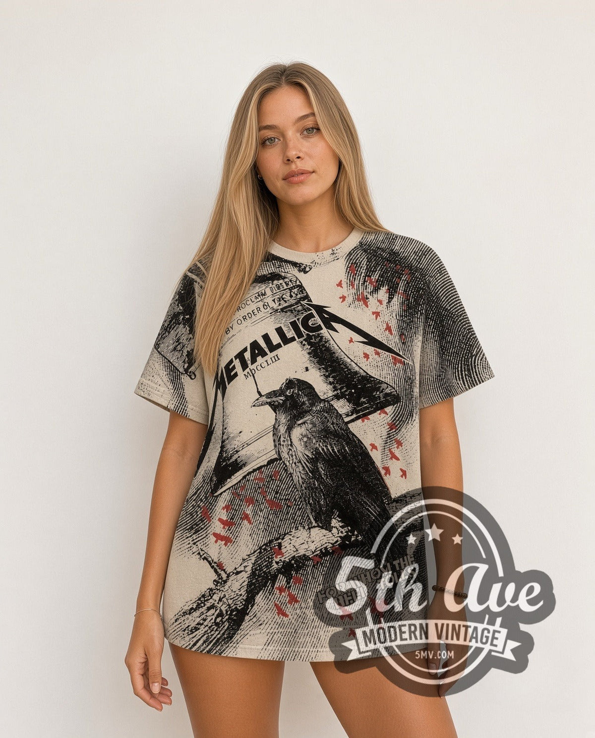 Metallica – For Whom the Bell Tolls Crow All Over Print – Vintage Band T-Shirt