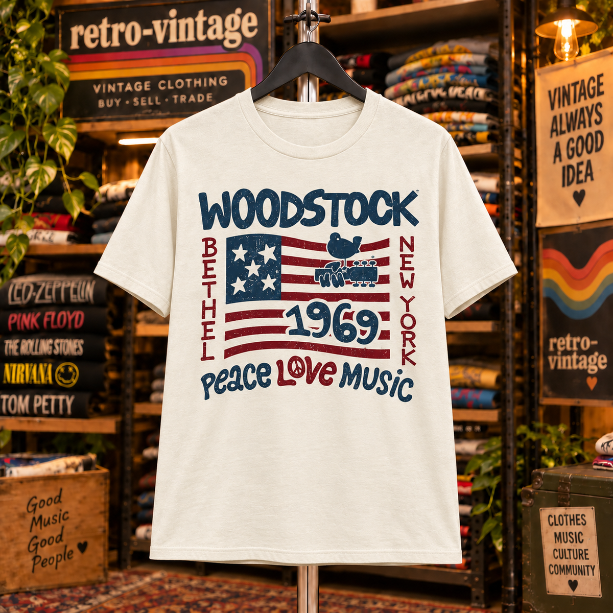 1969 Retro Woodstock Festival Hippie T-Shirt