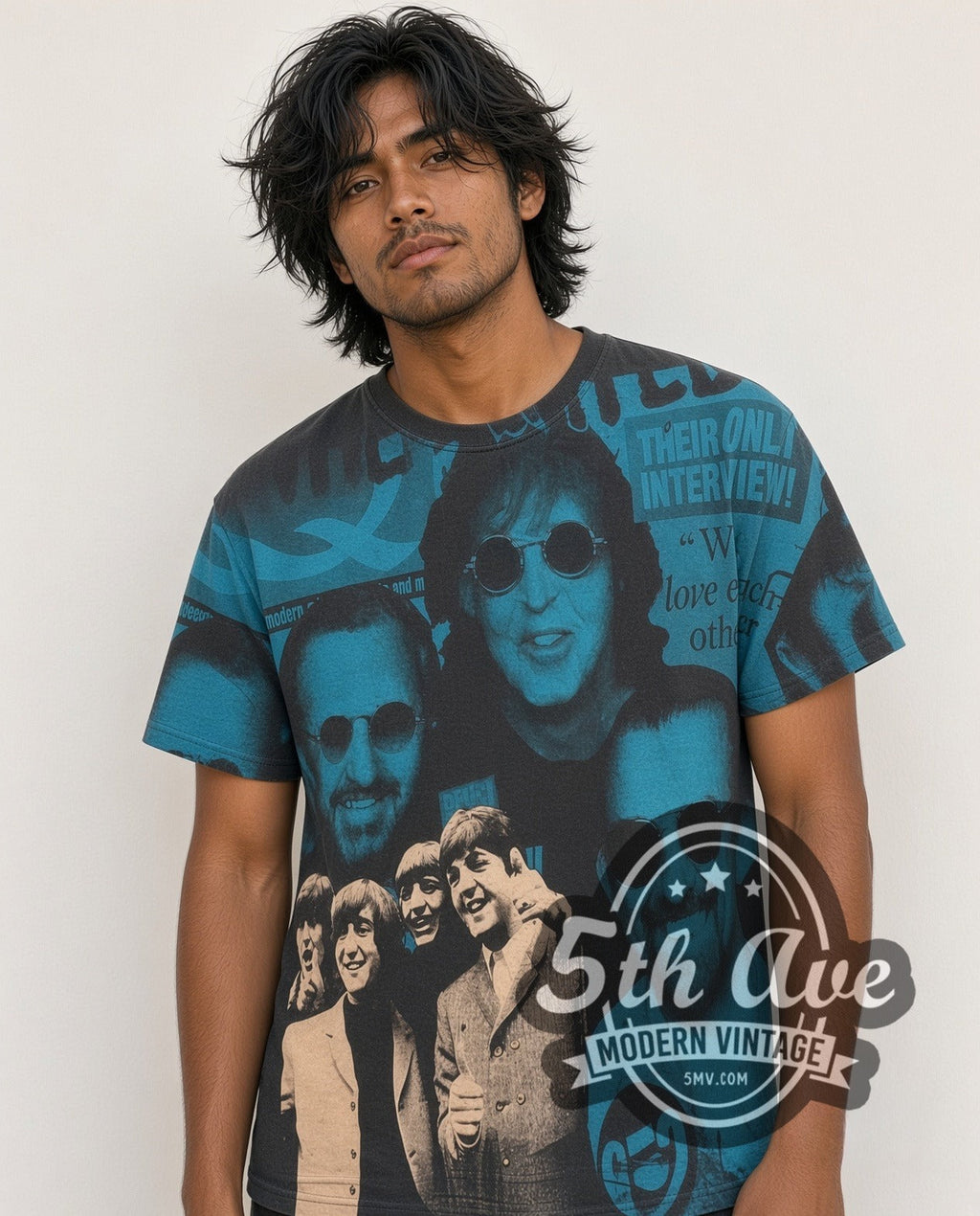 The Beatles – Fab Four Collage All Over Print – Vintage Band T-Shirt