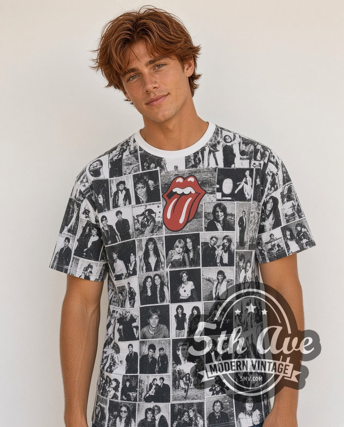 The Rolling Stones – Exile on Main St Collage White All Over Print – Vintage Band T-Shirt