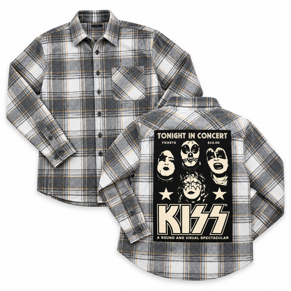 Vintage Kiss Band Upcycled Flannel shirt
