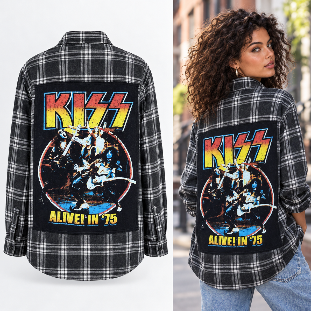 Kiss Band Upcycled Flannel shirt