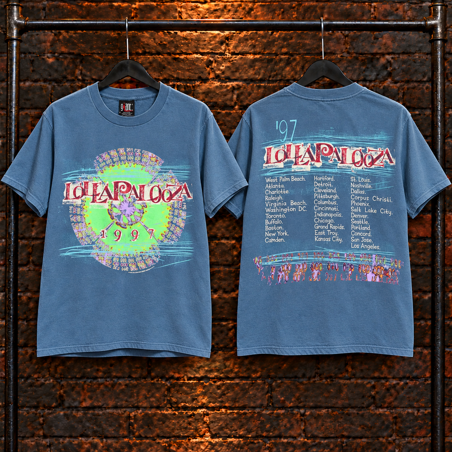 Style 04 vintage Lollapalooza-inspired T-shirt, front and back views