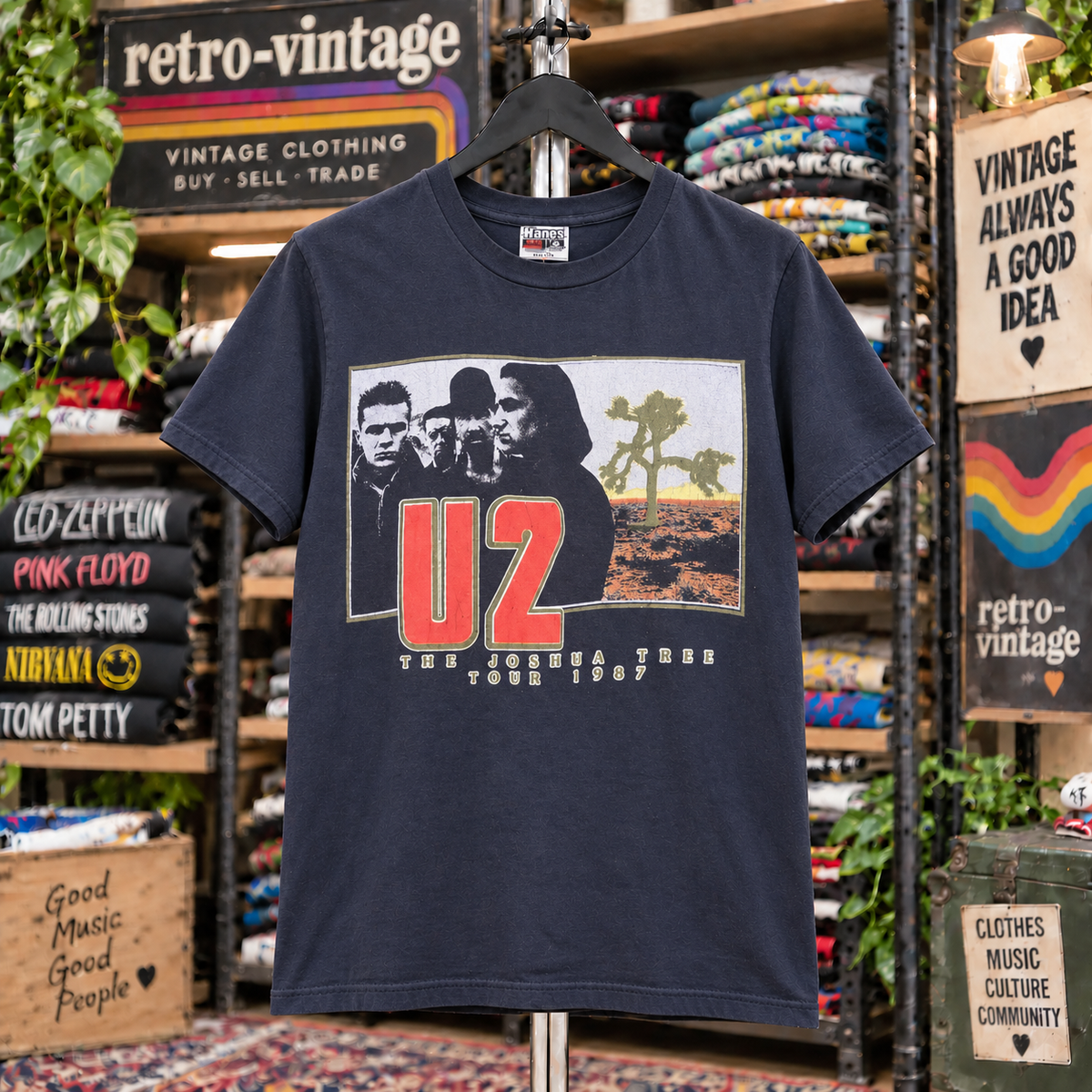 Vintage U2 The Joshua Tree 1987 Tour inspired T-Shirt front graphic
