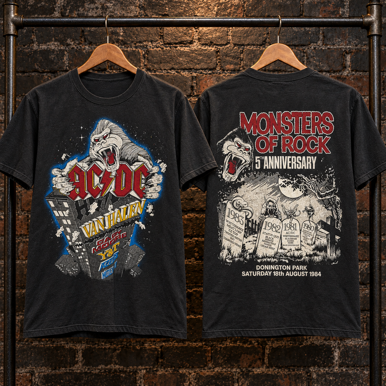 Monsters of Rock 1984 anniversary inspired T-Shirt front and back
