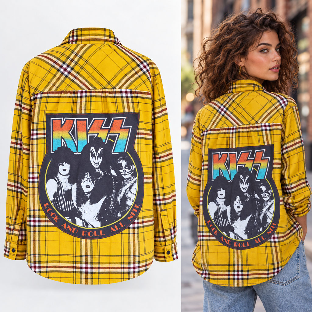 Kiss Band Upcycled Flannel shirt
