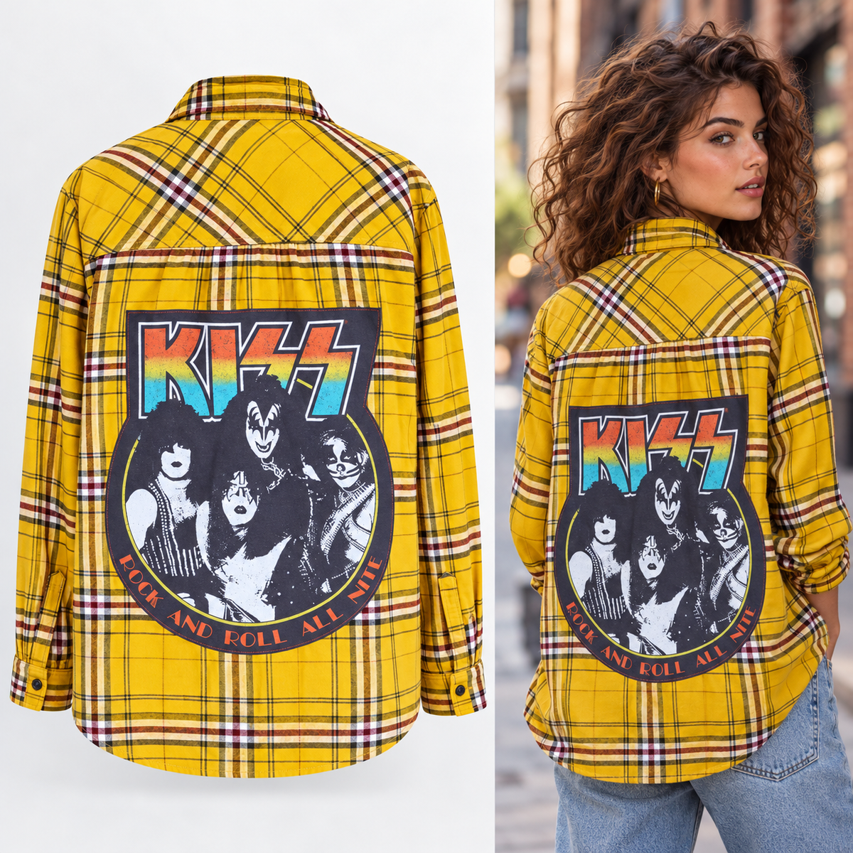 Kiss Band Upcycled Flannel shirt