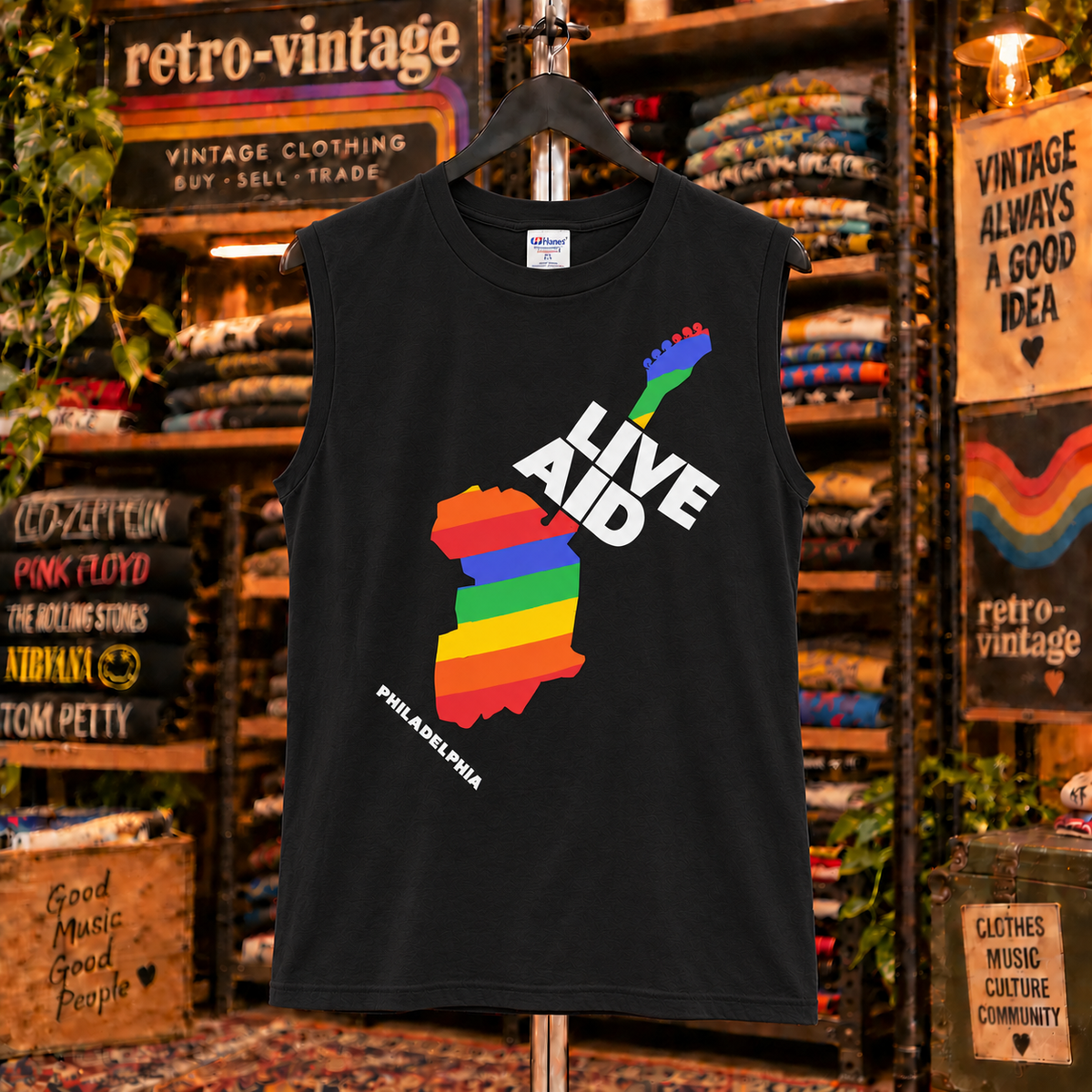 Black Live Aid 1985 sleeveless tank