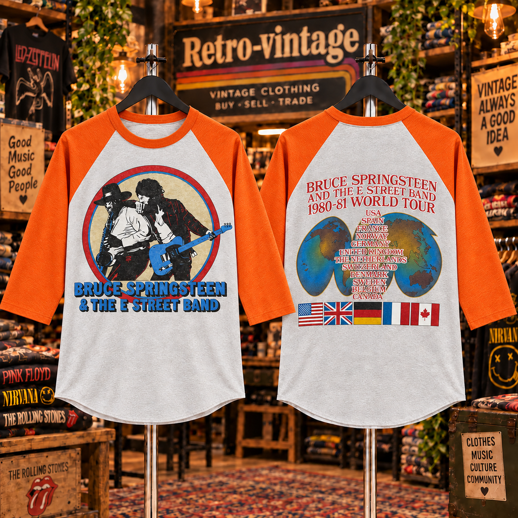 Bruce Springsteen & The E Street Band 1980–81 World Tour Vintage Raglan Tee