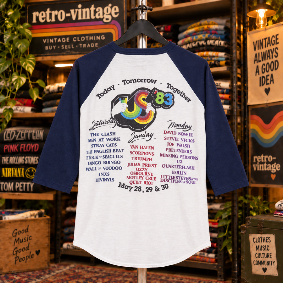 1983 US Festival raglan shirt back lineup artwork